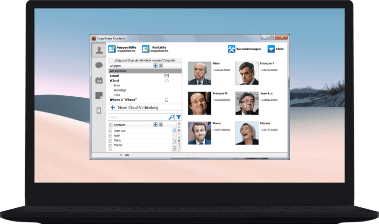 Interface CopyTrans Contacts