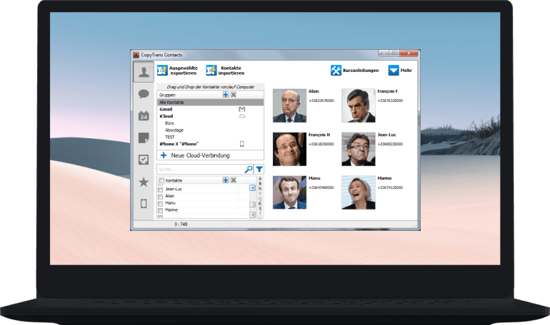 Interface CopyTrans Contacts auf PC