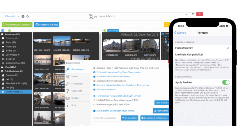 CopyTrans Photo HEIC und ProRaw Unterstützung