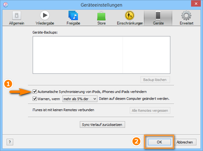 Automatische Synchronisation von iPods, iPhones und iPads verhindern