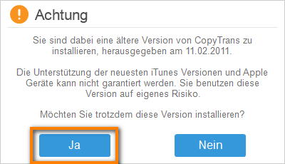 Wie kann ich meine alte CopyTrans Version wieder aktivieren?
