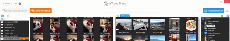 Ordner Foto-mediathek im Programm CopyTrans Photo