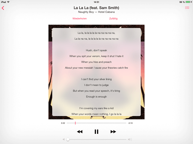 iPhone Songtexte anzeigen