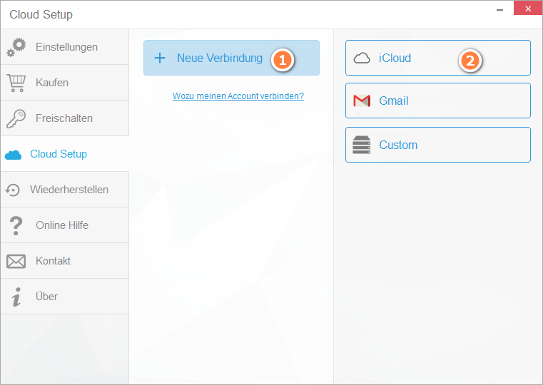 Einstellungen - Cloud Verbindung einrichten