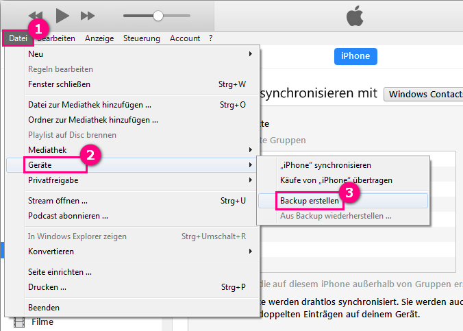 Kontakte vom iPhone auf PC übertragen