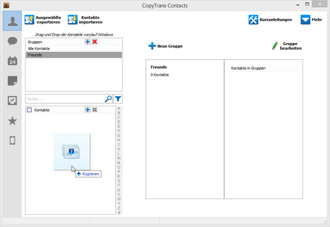 Kontakte per Drag und Drop übertragen