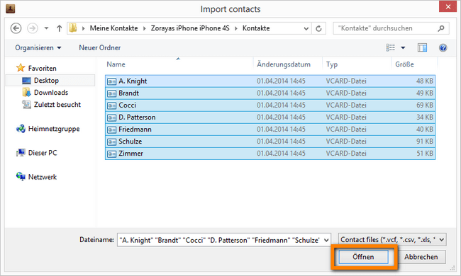 iphone kontakte importieren