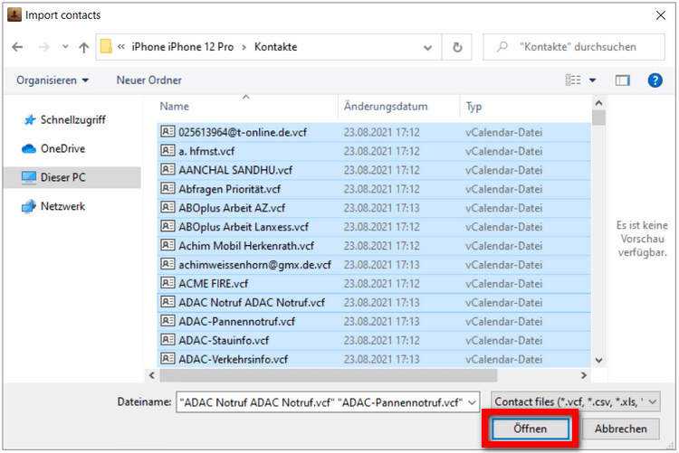 Dateien wählen und iPhone Kontakte auf iPad übertragen ohne iTunes
