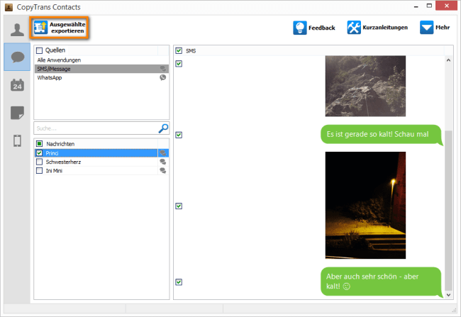 SMS auf PC übertragen