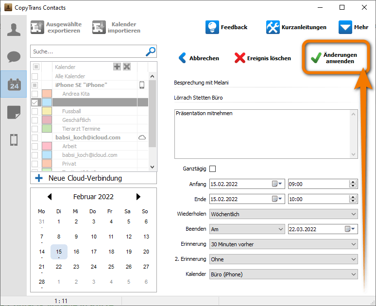 iOS Kalender und Kalendereinträge verwalten