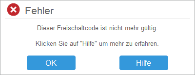 Freischaltcode ist nicht mehr gültig