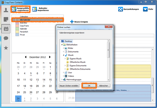 iPhone Kalender Backup am PC speichern iPhone Kalender Backup