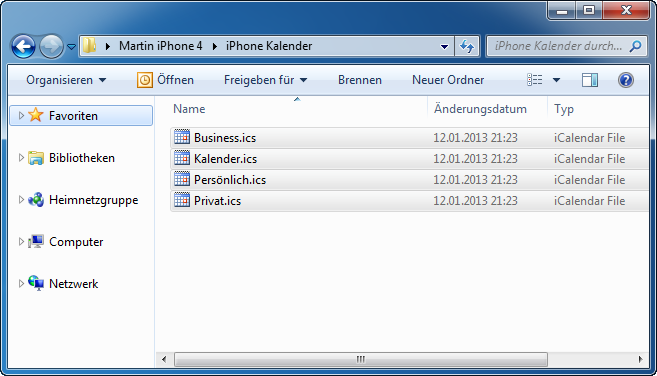 Kalender iPhone am PC speichern