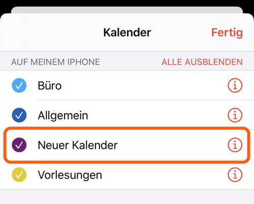Neue Kalender-Kategorien am iPhone hinzufügen
