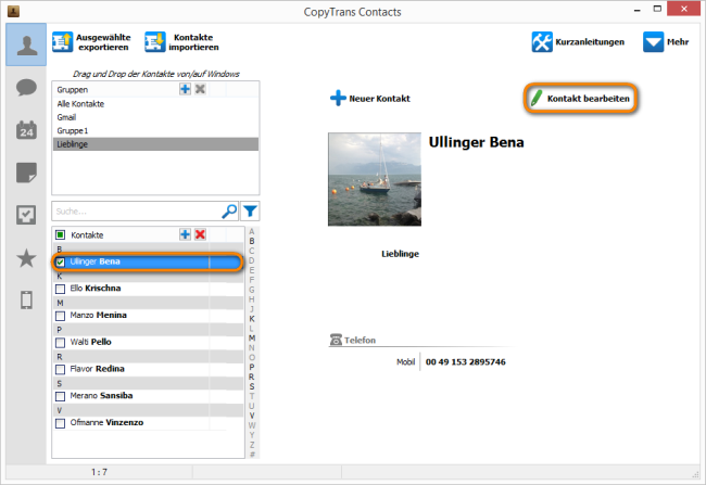 iPhone Kontakte am PC bearbeiten, einfacher verwalten