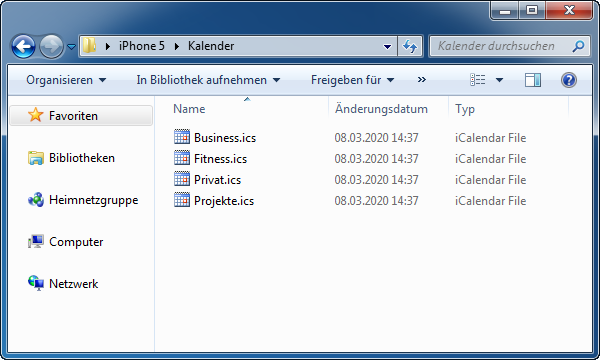 iPhone Kalender sind am PC