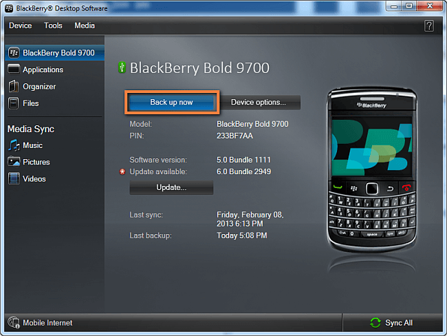 BlackBerry Kontakte sichern