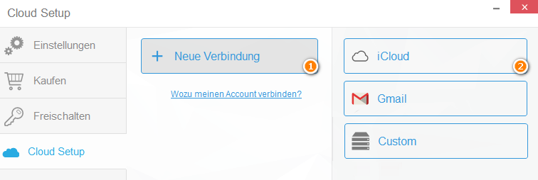 neue iCloud-Verbindung einrichten