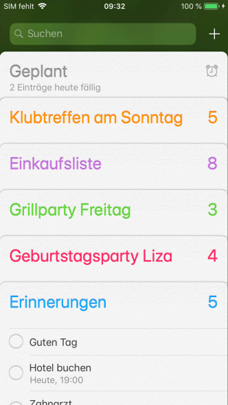 iOS Erinnerungen