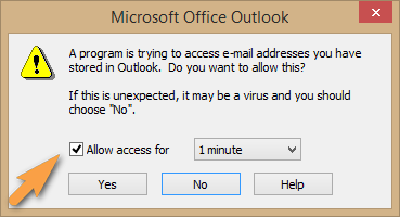 In Outlook Zugriff auf Adressbuch gewähren