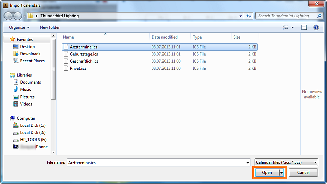 thunderbird kalender am iPhone importieren