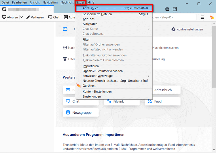 Thunderbird Adressbuch synchronisieren