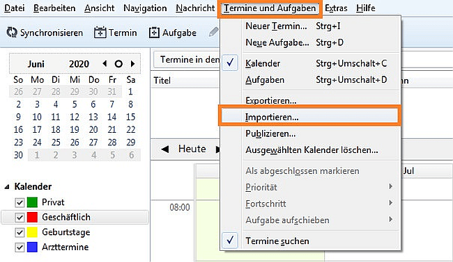 Wie exportiere ich mein iPhone-Kalender in Thunderbird Lightning?