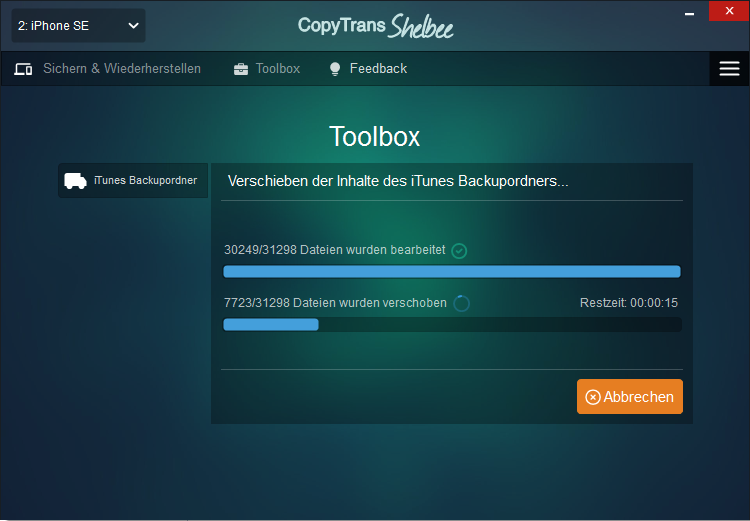 iTunes Backup Speicherordner verschieben