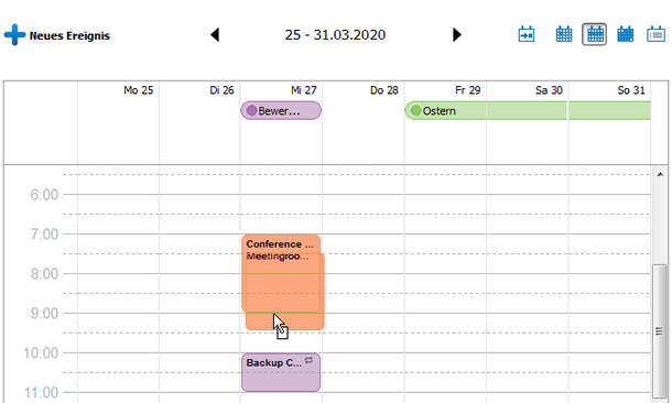 Kalender im Programm bearbeiten