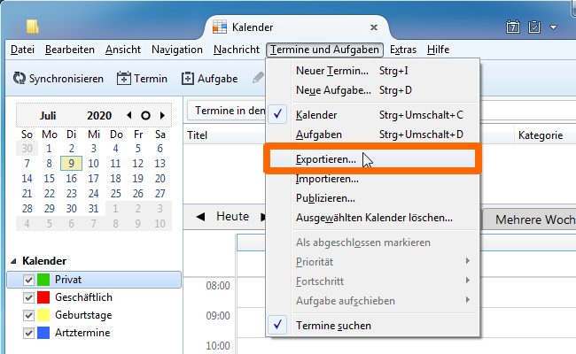 Kalender von Thunderbird Lightning aufs iPhone übertragen