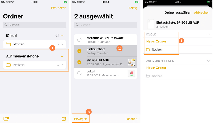 Notizen in iCloud übertragen