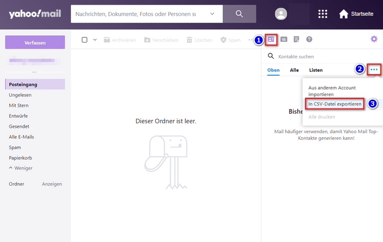 Yahoo kontakte exportieren und am PC sichern