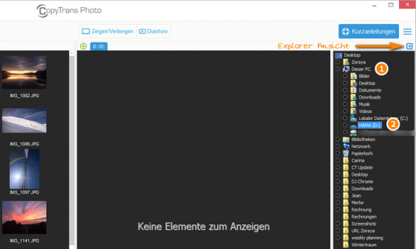 Wie übertrage ich meine Bilder auf einen USBStick oder externe Festplatte?