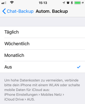 Automatisches Backup von WhatsApp einrichten