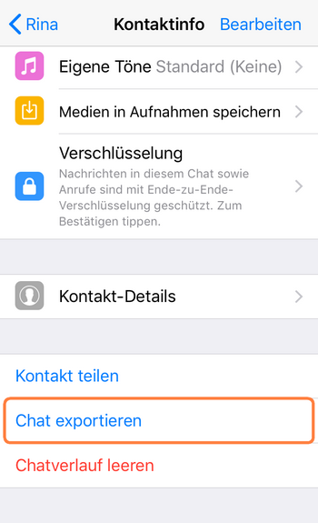 WhatsApp Chat von der App exportieren