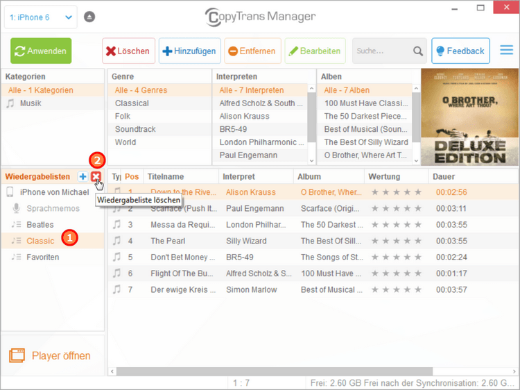 iPhone Playlist löschen