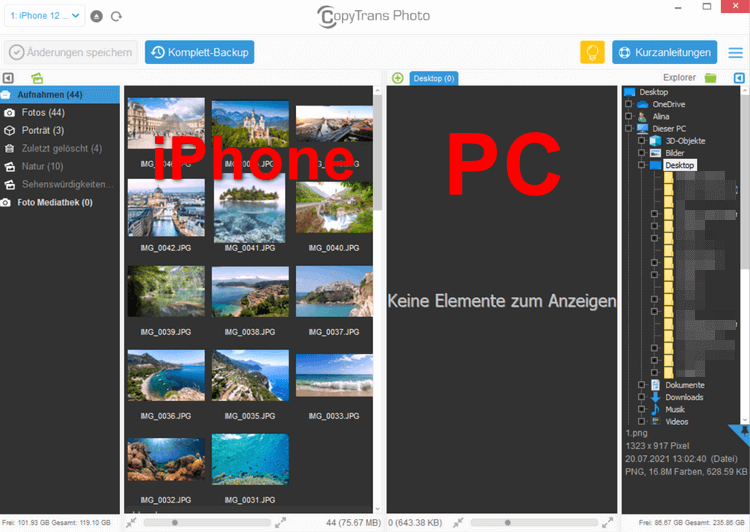 CopyTrans Photo Hauptfenster iPhone