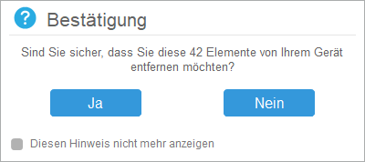 Bilder vom iPhone löschen: Zum Bestätigen auf Ja drücken