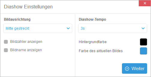 Diashow Einstellungen ändern