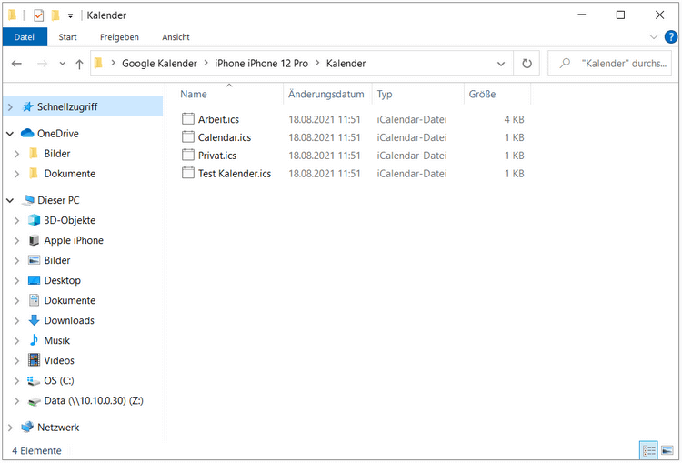 iPhone Termine auf PC übertragen
