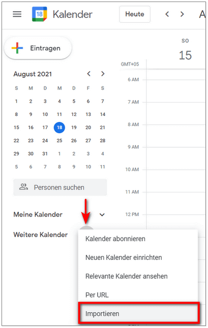 iPhone Kalender exportieren Google