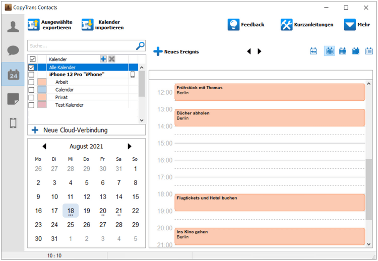 CopyTrans Contacts Kalenderansicht