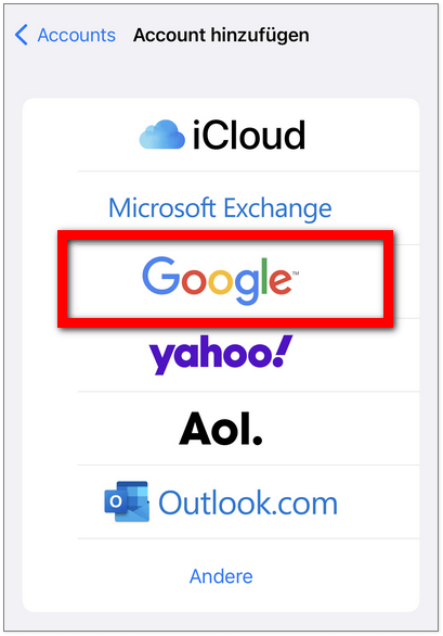 Google Account am iPhone hinzufügen