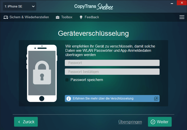 Das Gerät verschlüsseln und App Daten auf neues Handy übertragen