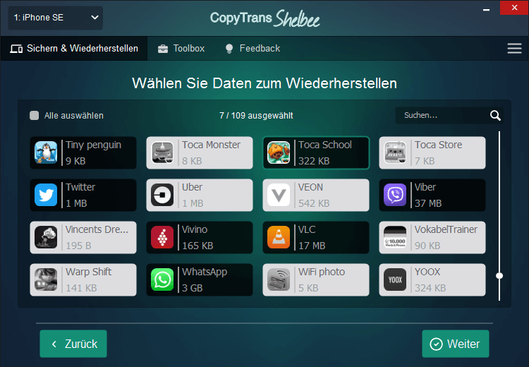 Wiederherstellung des Backups fehlgeschlagen iPhone: einzelne Daten wiederherstellen