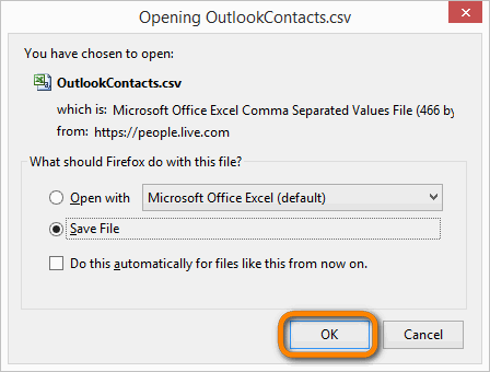 Outlook Kontakte auswählen