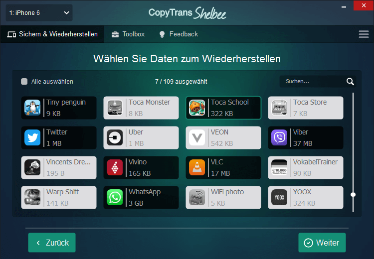 Gelöschte Apps wiederherstellen