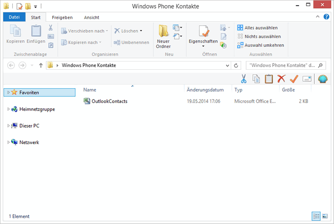 Outlook Kontakte am PC speichern