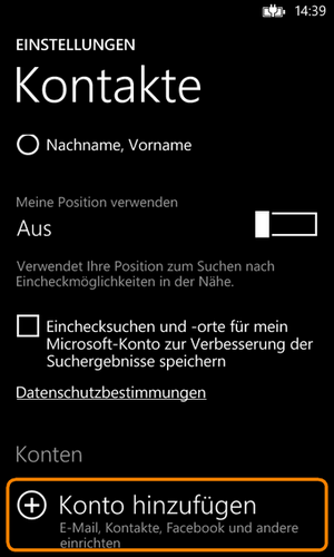 Outlook Account hinzufügen