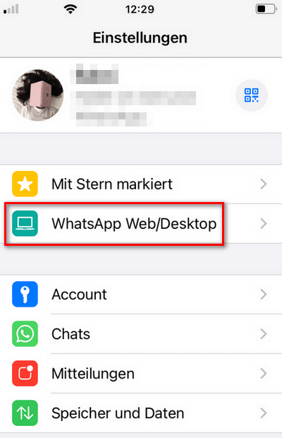 WhatsApp auf iPad zu Einstellungen gehen